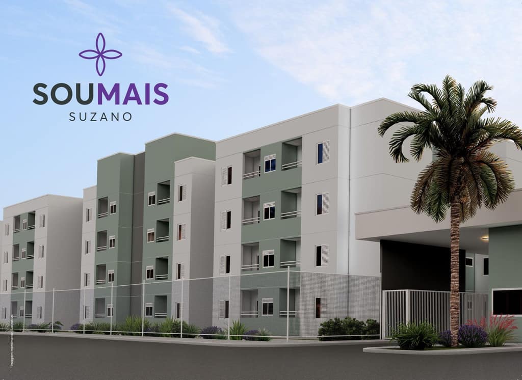 Fachada do Sou Mais Suzano com portaria e palmeira